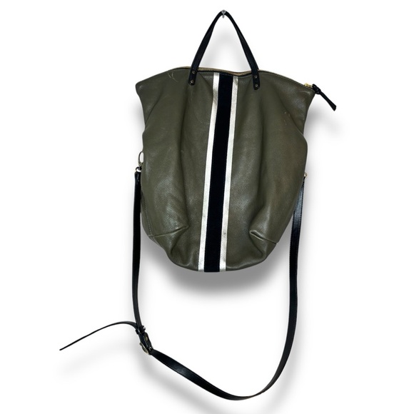 Kempton & Co Grayish Green Black Silver Slouchy Leather Bag Gold Hardware - Picture 13 of 13